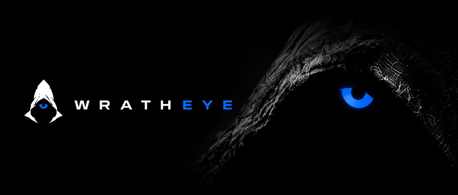WrathEye Studios banner — logo beside a hooded figure with a glowing blue eye